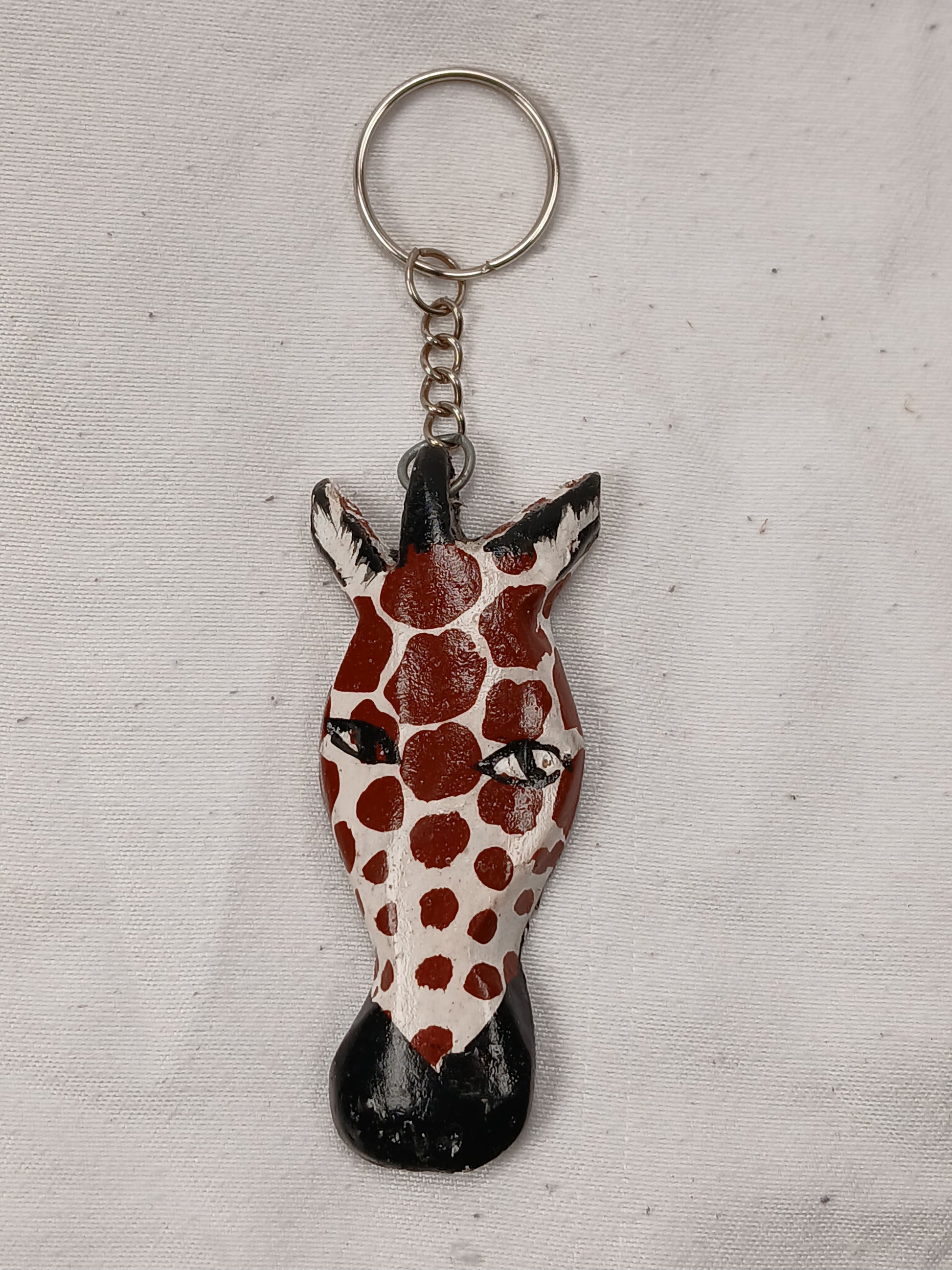 Hand-Painted Giraffe Head Keychain