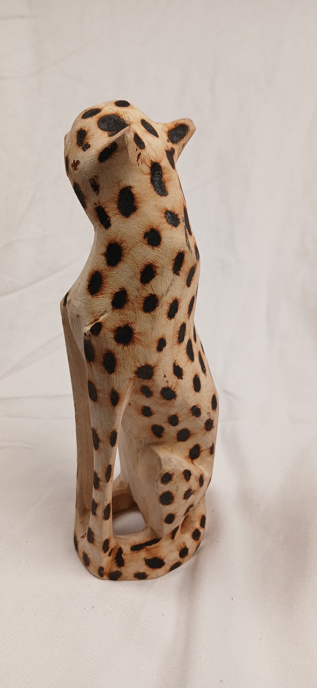 Hand-Carved Wooden Majestic Leopard Figurine
