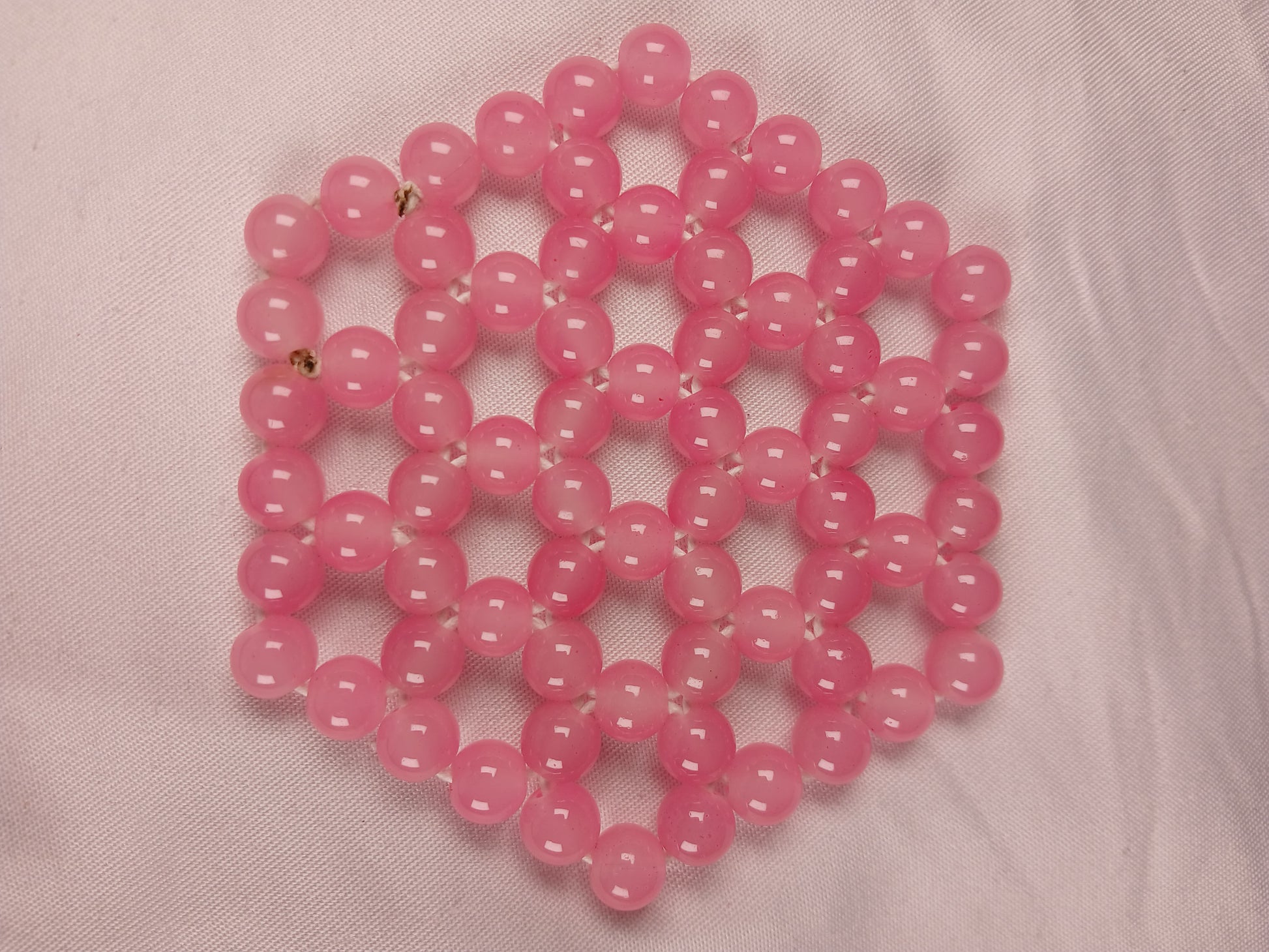 Red Beaded Hexagon Coaster – Handcrafted African Design