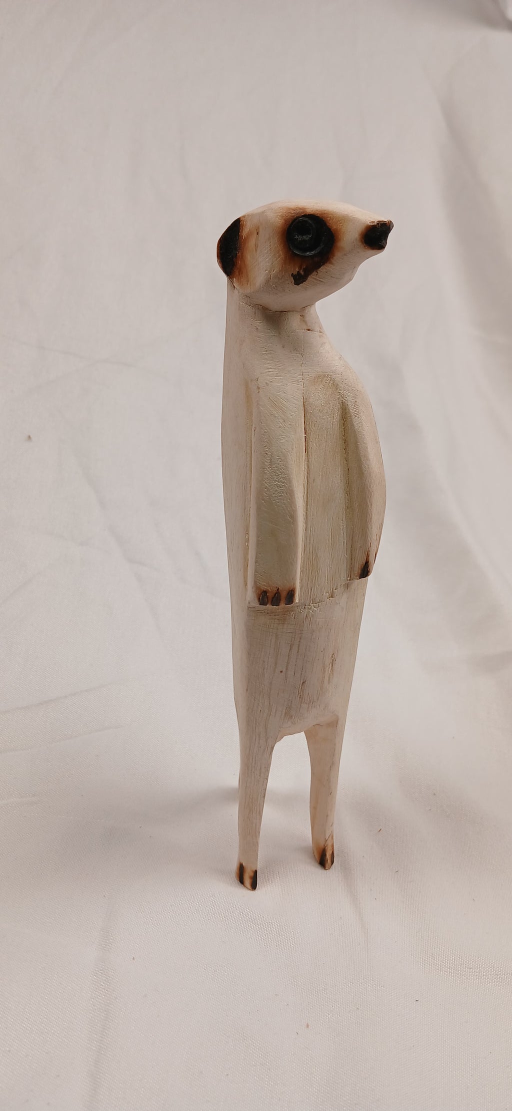 Hand-Carved Wooden Sentry Meerkat